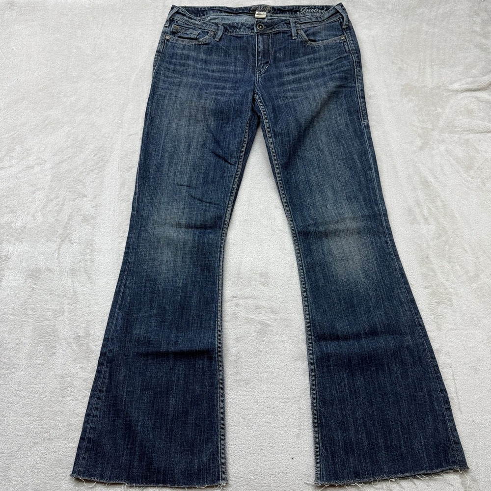 Silver Jeans Womens 31 Isabel Bootcut Blue Raw Hem Embroidered Pockets Y2K Denim
